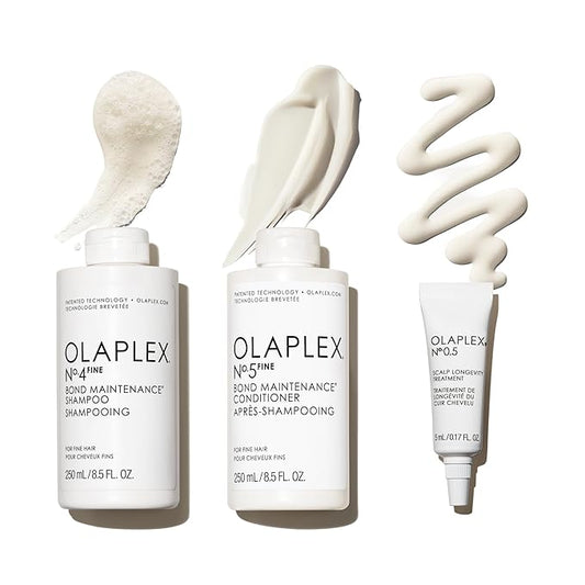 Olaplex Wash & Shine Fine Hair Kit: Nº. 4FINE, Nº. 5FINE, Nº. 0.5, Shampoo & Conditioner Set | Gently Cleanses to Volumize & Strengthen | Hydrates & Soothes Scalp | For Coily, Curly, Straight, & Wavy