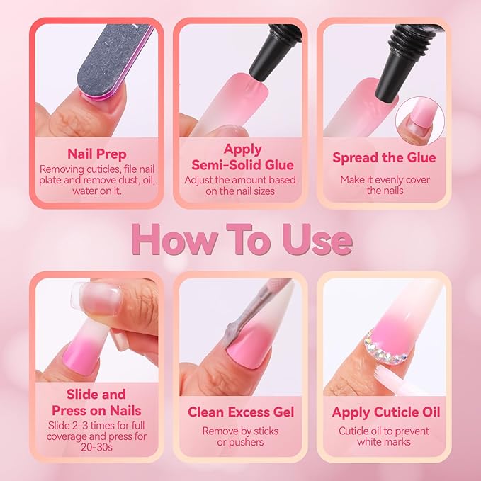 Makartt Hema-Free Semi Solid Nail Glue, New Super Strong Nail Glue for Press On Nails, No UV/Led Lamp Needed, Quick Drying 20s, Fake Tips Adhesion, Upgraded Nail Glues DIY Home Salon Manicure 10ml