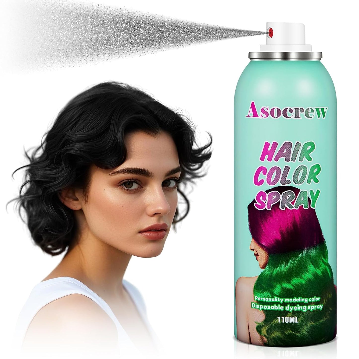 Black Hair Spray,Hair Color Spray Dye,Temporary Hair Color Spray for Kids Women Men,Color Hair Spray for Kids,Washable Hair Coloring Natural Temporary Hair Dye for Party,Halloween,Cosplay(Black)