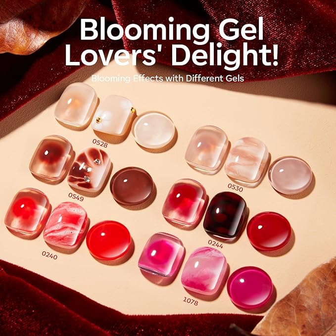 modelones 32 PCS Gel Nail Polish Kit, 28 Colors Christmas Gel Polish with Blooming Gel, Base Coat, Glossy & Matte Top Coat Cat Eye Jelly Glitter Chameleon Soak Off LED Nail Art Kit Salon at Home