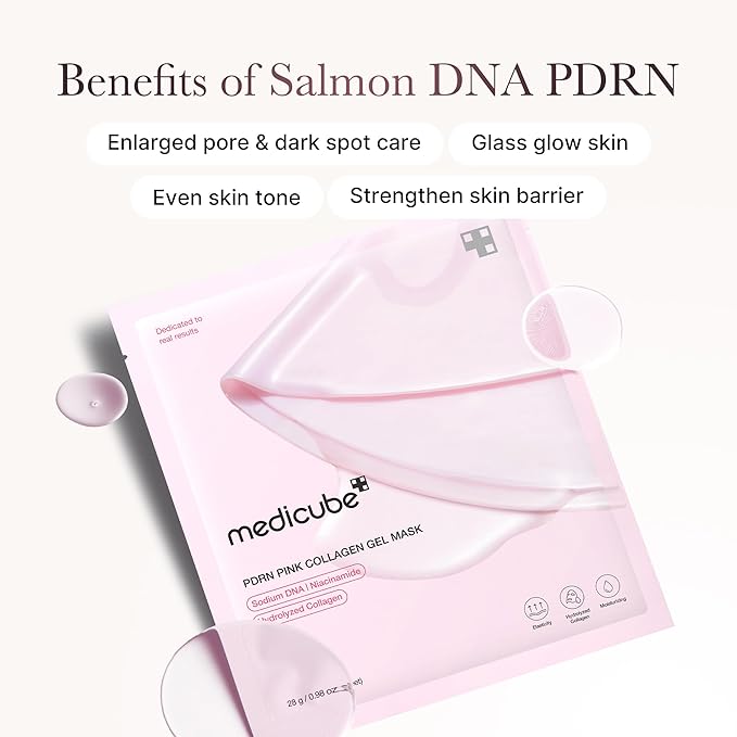 medicube Pink PDRN Day & Night Gel Duo: Salmon DNA PDRN pink collagen jelly gel mask (4ea) and Collagen Jelly Pad