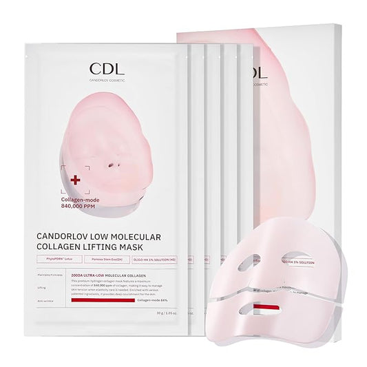Overnight Collagen Lifting Face Mask 5 Sheets, Korean Face Lifting Deep Hydrogel Mask for Glass Skin, Anti-Aging with PDRN, Hyaluronic Acid for Elasticity, Firmness