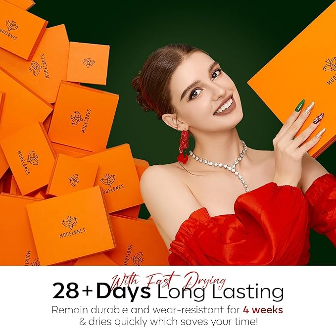 Modelones Christmas Gel Nail Polish Set, 6 Colors 2025 Winter Sparkle Dark Green Red Silver Champagne Rose Gold Glitter Gel Polish Kit New Year Soak Off Nail Art Manicure Salon DIY Home Gift