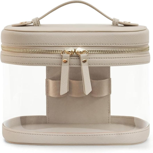 Popvibe Clear Makeup Bag Travel Cosmetic Case Transparent Toiletry Bag with Zipper, Portable Make Up Organizer Traveling Compact Car Bag for Essentials