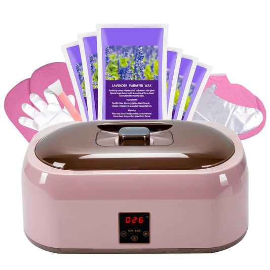 Paraffin Wax warmer for Hand and Feet, Includes 4000ml Wax warmer Machine and 6 packs of Lavender scented Paraffin Wax, Enjoy take care of your hands and feet