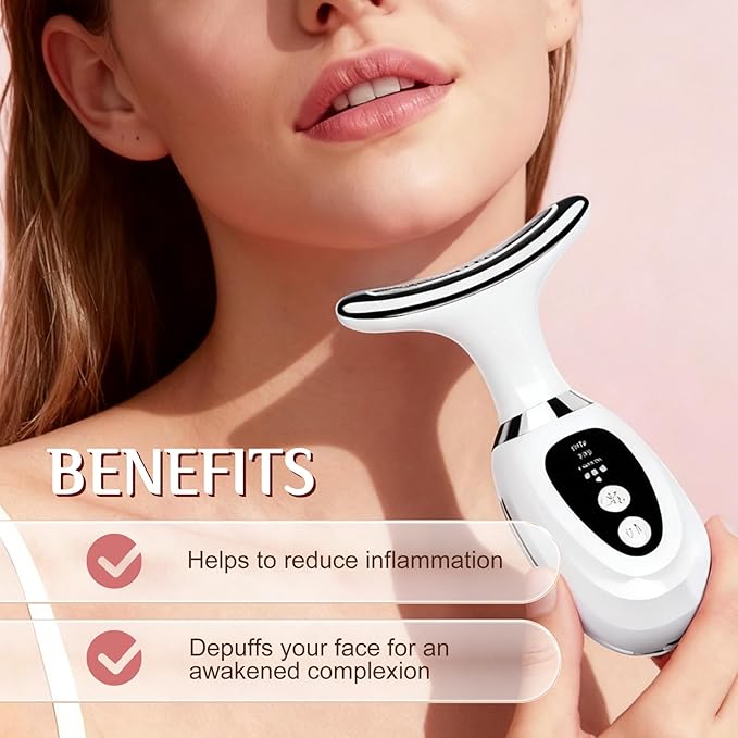 New Red-Light-Therapy-for-Face and Neck Massager,7 Colors Womens Skin Rejuvenation Lifting Facial Massager Tool for Toning,Glow Boost