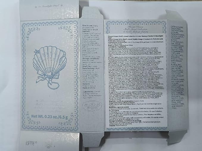 Flower Knows Shell's Jewel 6-Color Makeup Palette,Nude Pink Eyeshadow with 4 Matte + 2 Shimmer Shades,Blendable Smooth Cute Make Up,0.23 Oz(01 Moonlight Pearl)