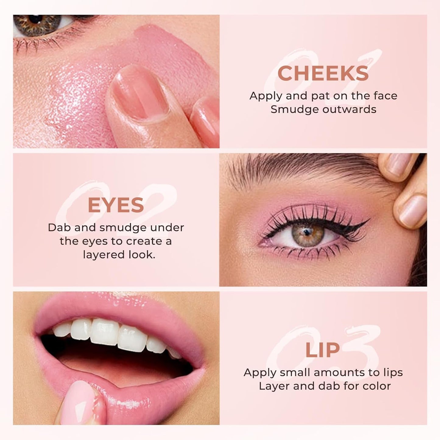 Jolilab Blush Makeup Color Changing Blush Palette Cream Blush Powder Palette Long-Lasting Hydrating Pigment High Impact Buildable Color Lightweight Smooth Finish for Eyes Cheeks(1, pink, 1)