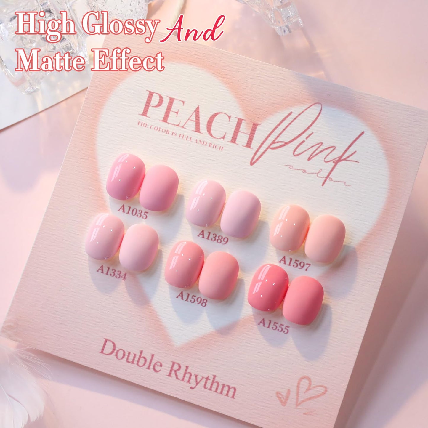 Double Rhythm 6 Pcs 15 ML Gel Polish Set Same Color Same Bottle Soak Off Gel Polish Kit Nail Art Manicure Salon DIY at Home for Women (Light Pale Peach Pink Orange Rose-T6-19)