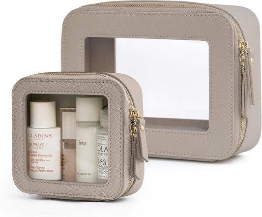 Popvibe Clear Makeup Bag Travel Cosmetic Case Transparent Toiletry Bag with Zipper, Portable Make Up Organizer Traveling Compact Car Bag for Essentials