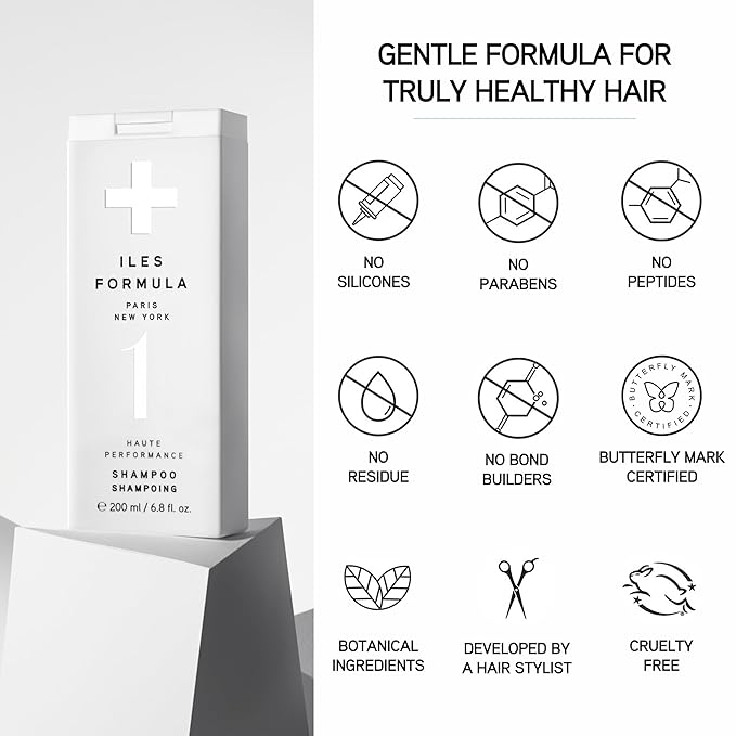 ILES FORMULA Shampoo for Dry, Damaged, Frizzy or Color Treated Hair - Hydrating, Sulfate Free Shampoo – Salon Grade, Color Safe, Moisturizing Formula that Controls Humidity & Boosts Shine