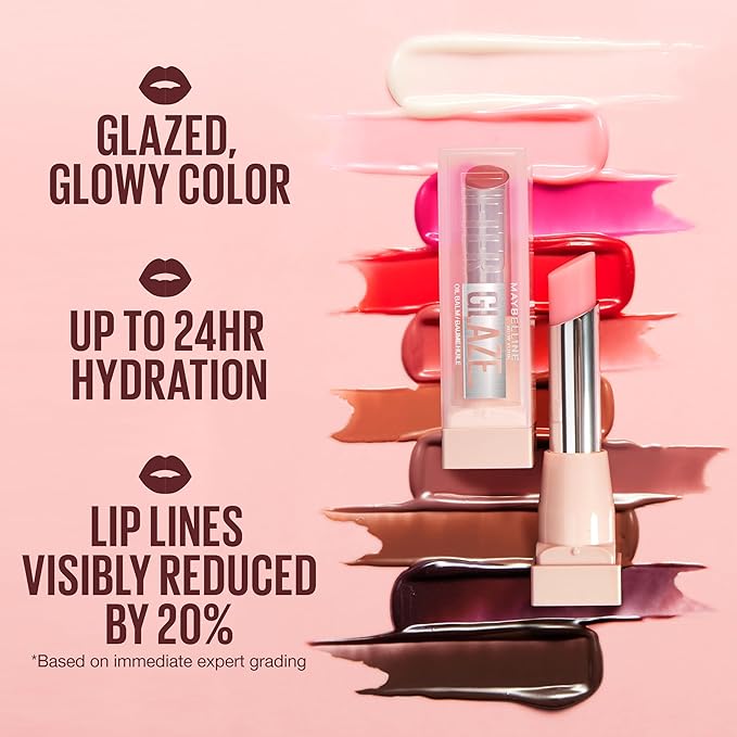 MAYBELLINE Lifter Glaze Oil Balm with Hyaluronic Acid and Hydrating Oil Blend, Lip Balm with 24HRs of Smooth, Moisturizing Shine, Caramel Glow (Sheer Light Brown Nude)