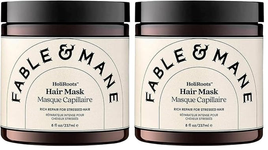 Fable & Mane Deep Moisture Repairing Hair Mask, For Frizzy, Dry, Damaged Hair. Treatment Repairs and Softens with Shea Butter and Coconut (Pack of 2)