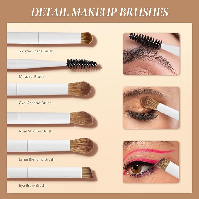 Makeup Brushes With Case 20PCs Professional Makeup Brush Set, Foundation Powder Eyeshadow Brush Set Eyebrow Concealer Contour Travel Brushes Kit with Holder & 2 Powder Puff-White