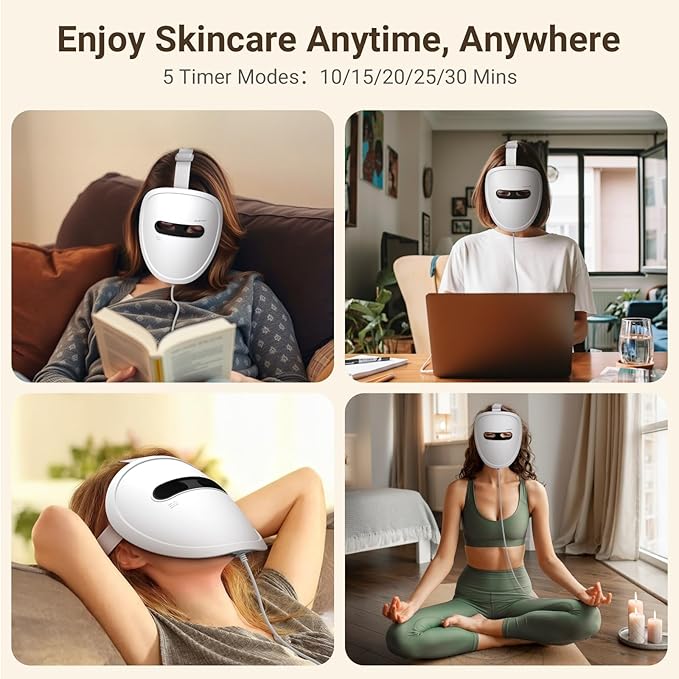 Red Light Therapy Mask for Face, 2026 LED Face Mask Light Therapy, 4 Modes with Red/Blue/infrared/Dual Red & Blue Lights for Reduce Acne, Anti-Aging and Blemish Repair, Full Face Coverage, Lightweight