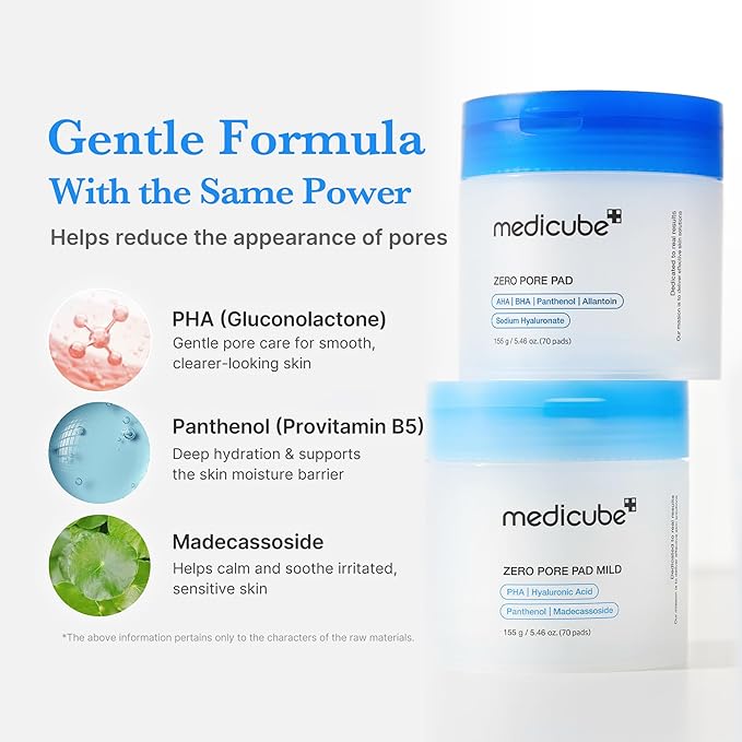 medicube Cleanse & Swipe Duo for Delicate Skin: Zero Pore Pad Mild and Zero Foam Cleanser | Gentle Exfoliation and Deep Cleansing Set for Clear, Smooth, and Hydrated Skin