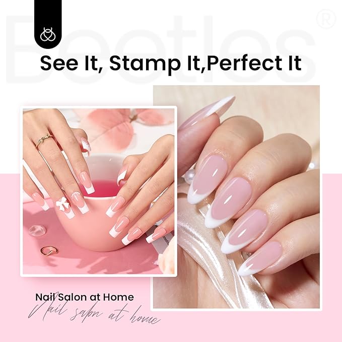 Beetles French Tip Nail Stamp 3Pcs Silicone Nail Stamp Kit with Replacement Nail Stamper Heads and Scrapers Nail Printing Tool for Home Manicure Diy Nail Art Salon Gifts for Girls