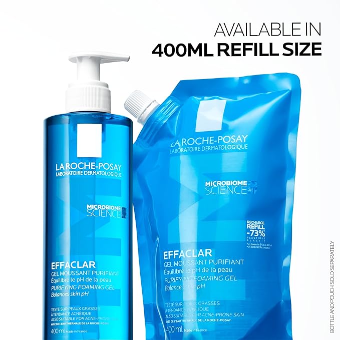 La Roche-Posay Effaclar Purifying Foaming Gel Cleanser for Oily Skin,With Zinc Pidolate To Remove Excess Oil & Shine,Alcohol Free & Oil Free,Sensitive Skin Tested,(Pack of 2)