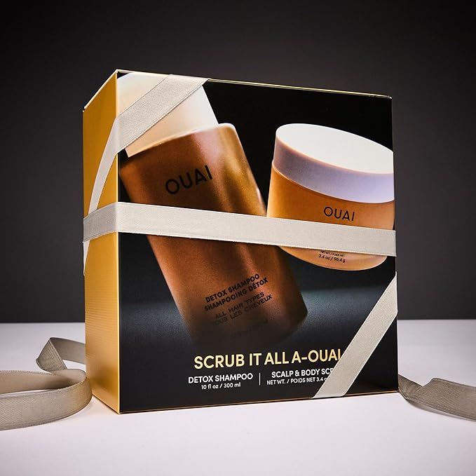 OUAI Hair Care Set - Clarifying Shampoo & Exfoliating Scalp Scrub - Deep Cleansing & Balancing - Hair Care Kit with Detox Shampoo & Travel Size Sugar Scrub for Scalp (2 Count)