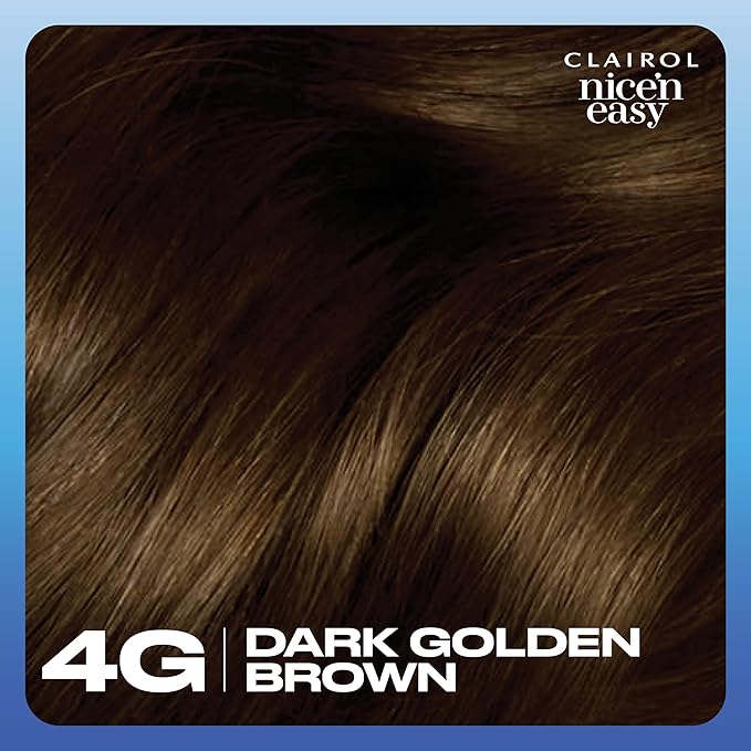 Clairol Nice'n Easy Permanent Hair Dye, 4G Dark Golden Brown Hair Color, Pack of 1