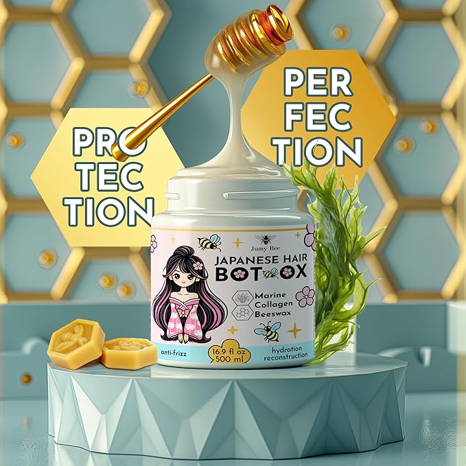 Japanese BTX Hair Mask for Damaged Hair B-TOX – Collagen & Keratin Treatment with Beeswax & Seaweed, Anti-Frizz, Protein Repair, Formaldehyde-Free,16.9 oz | Collagen & Keratin