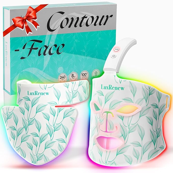 Red Light Therapy Mask Set for Face, 7 Colors Face Led Therapy Mask, Red Light for Facial Skincare at Home and Travel