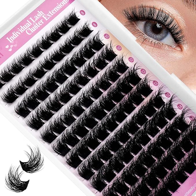 FADLASH Lash Cluster Eyelash Extensions 8-16mm Individual Cluster Lashes D Curl DIY Lash Extension Clusters 3D Effect Eyelash Clusters Volume (Y01-3D-Mix8-16)