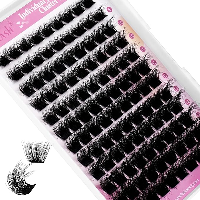 FADLASH Lash Cluster Eyelash Extensions 8-16mm Individual Cluster Lashes D Curl DIY Lash Extension Clusters 3D Effect Eyelash Clusters Volume (Y01-3D-Mix8-16)