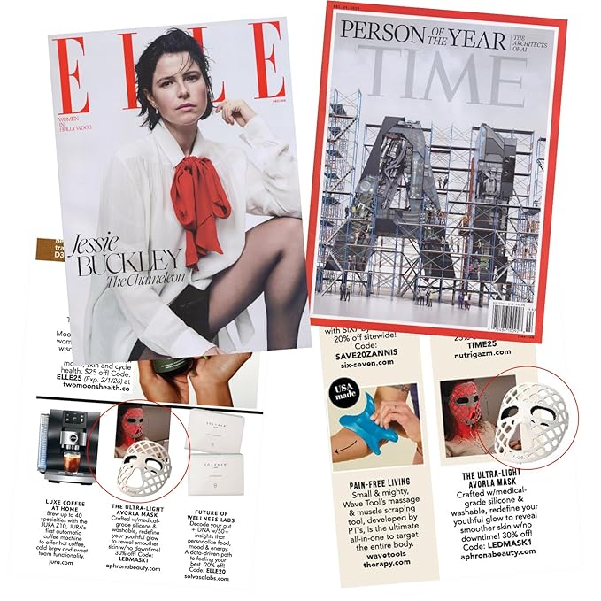 Beauty LED mask – Red Light & Infrared Light Therapy Face Mask for Wrinkles – Blue Light for Acne – Multi-wavelength for Skincare – Rechargeable for Home Use and Travel