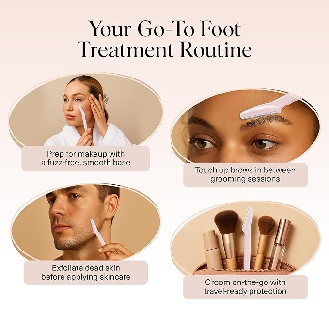 Kitsch Dermaplane Razor for Women Face – Face Razors for Women & Men, Eyebrow Trimmer & Face Shaver – Exfoliating Facial Razor & Skin Care Tool for Smoother Skin - Blush, 12 pcs