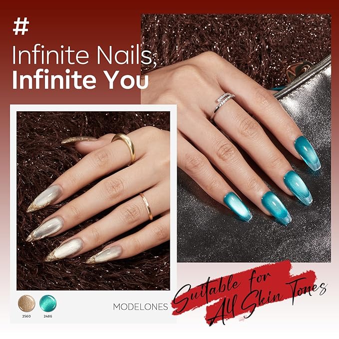 modelones 32 PCS Gel Nail Polish Kit, 28 Colors Christmas Gel Polish with Blooming Gel, Base Coat, Glossy & Matte Top Coat Cat Eye Jelly Glitter Chameleon Soak Off LED Nail Art Kit Salon at Home