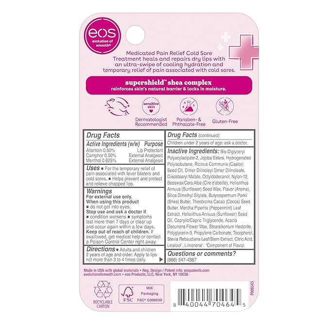 eos Medicated Lip Balm | The Fixer | Repairs Chapped Lips | 0.35 oz | Pack of 2