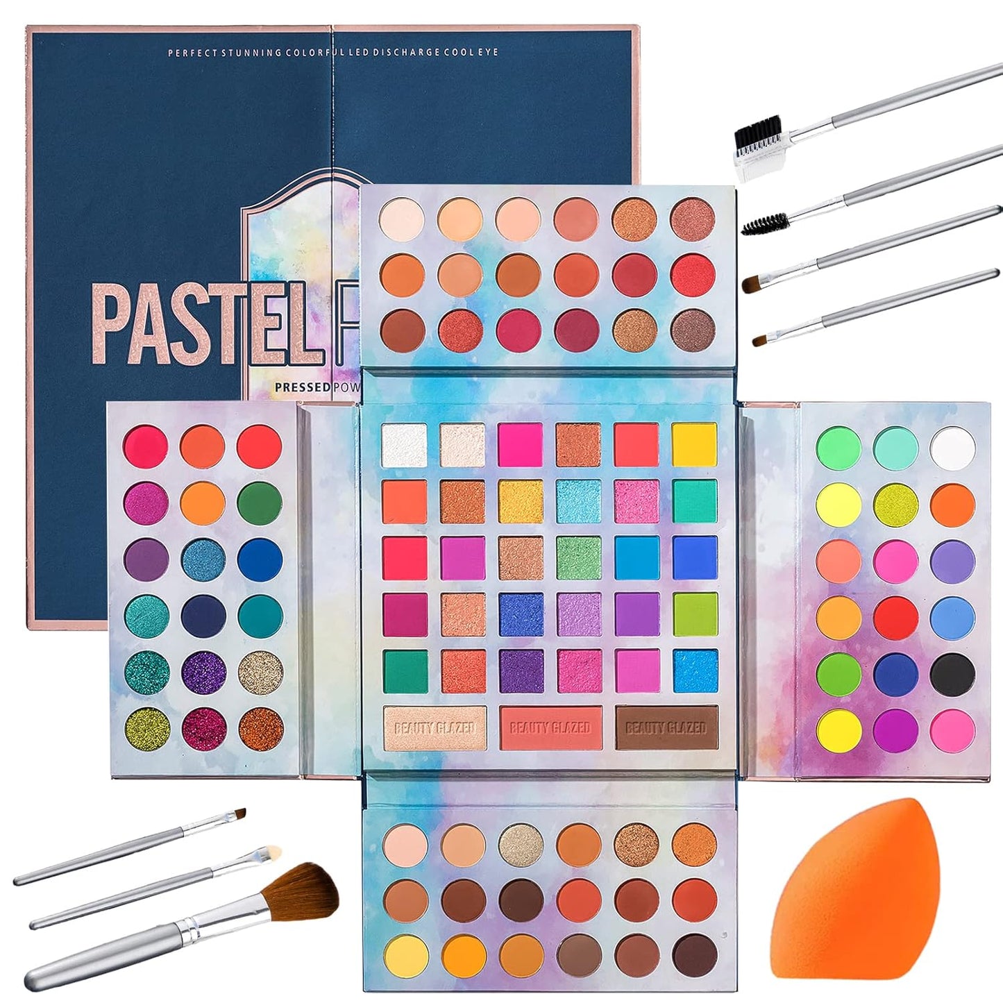 82 Vibrant Shades Makeup Palette - Matte, Shimmers, Glitters, Blush, Highlighter, Contour - Highly Pigmented Beauty Kit for Eye and Face - Perfect for Creating Bold and Unique Looks