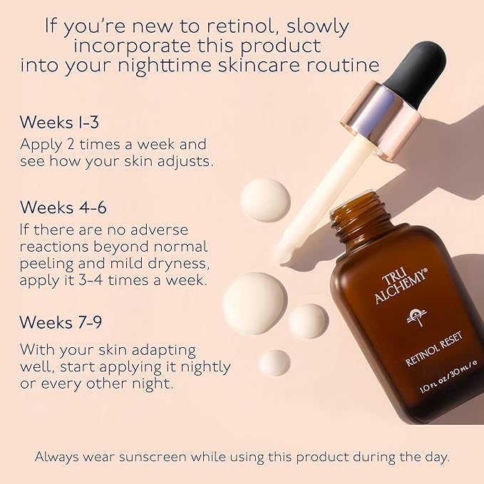 Tru Alchemy Retinol Reset Revitalizing Retinol Serum for face - Wrinkle Appearance Serum & Cream for Face w/Bakuchiol, Niacinamide for Overnight Renewal w/Long-Term Radiance - 1 fl oz