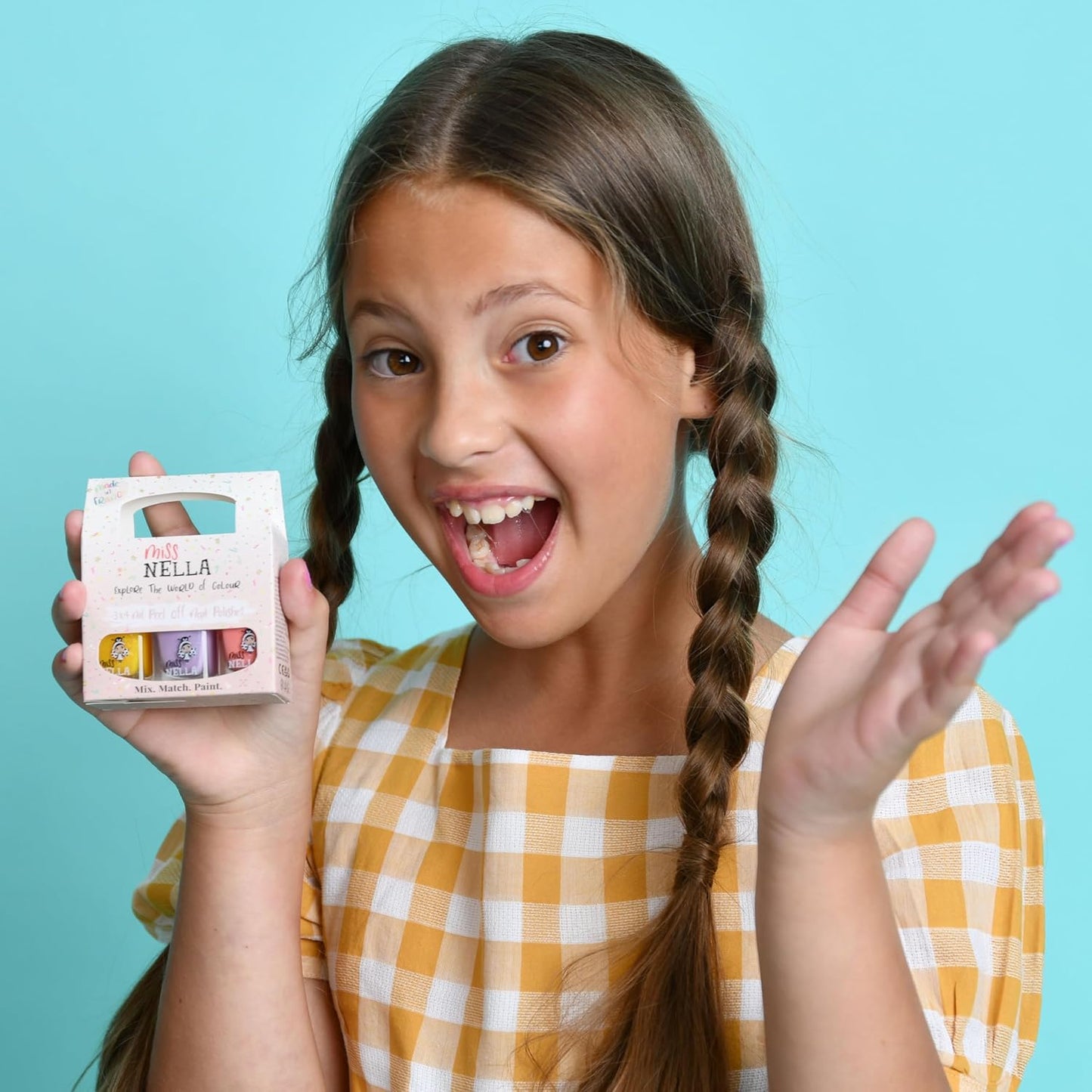 MISS NELLA PIXIE DUST- Peel Off, Odour Free, Water Base & Safe for kids nail polish pack of 3- peach (glitter), lilac & yellow (glitter)