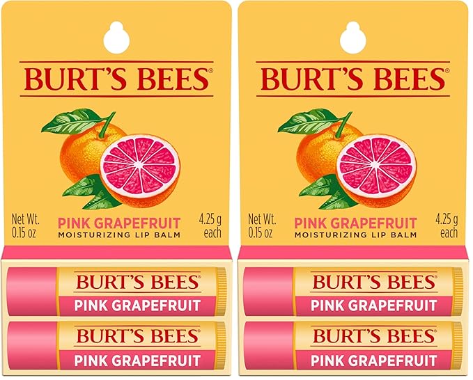 Burt's Bees Lip Balm - Pink Grapefruit, Lip Moisturizer With Responsibly Sourced Beeswax, Tint-Free, Natural Origin Conditioning Treatment, 2 Tubes, 0.15 oz. (Pack of 2)
