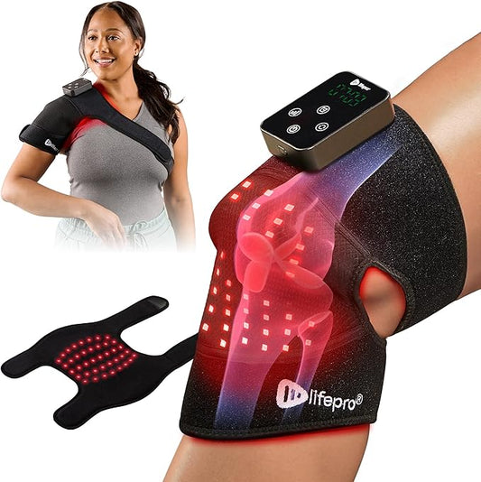 LifePro - Red Light Therapy for Knee Brace – Portable Knee Massager with 660nm Red & 850nm Infrared LEDs - Vibration & Pulsed Modes - Biorecover Rechargeable Light Therapy Device for Joint Wellness