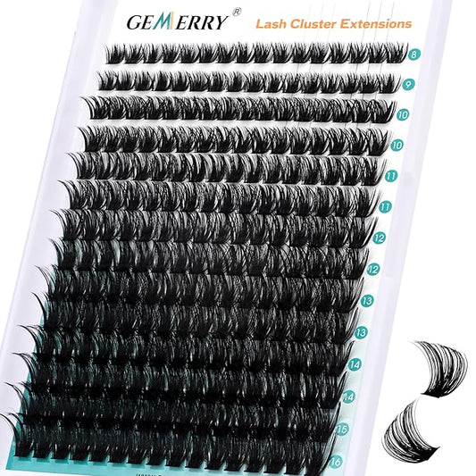 Eyelash Clusters Fluffy Lash Clusters Thick 280pcs Cluster Eyelash Extensions DIY At Home Individual Lashes Cluster Lashes by GEMERRY（100P-8-16mm)