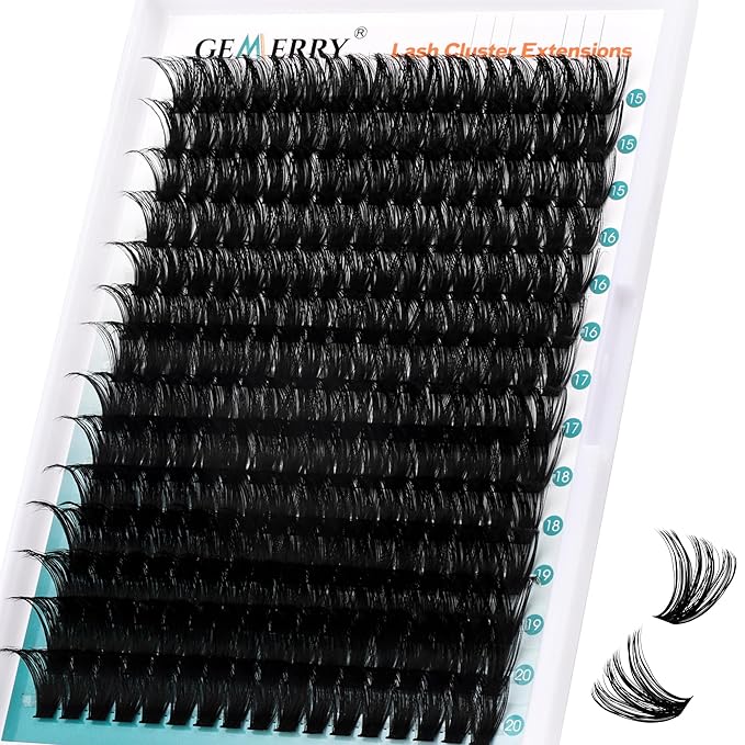 Eyelash Clusters Fluffy Lash Clusters Thick 280pcs Cluster Eyelash Extensions DIY At Home Individual Lashes Cluster Lashes by GEMERRY（80P-15-20mm)