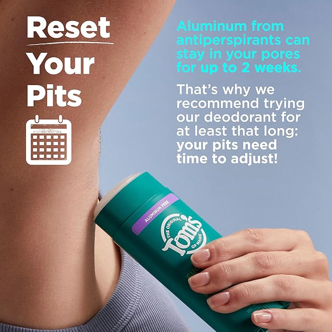 Tom’s of Maine Wild Lavender Aluminum Free Natural Deodorant For Women & Men | Goes on Clear | Odor & Wetness Protection | Naturally Derived and Moisture-Locking Ingredients | 3.25 oz (2 Pack)