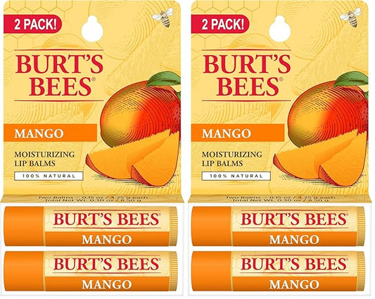 Burt's Bees Lip Balm - Mango, Lip Moisturizer With Responsibly Sourced Beeswax, Tint-Free, Natural Origin Conditioning Treatment, 2 Tubes, 0.15 oz. (Pack of 2)