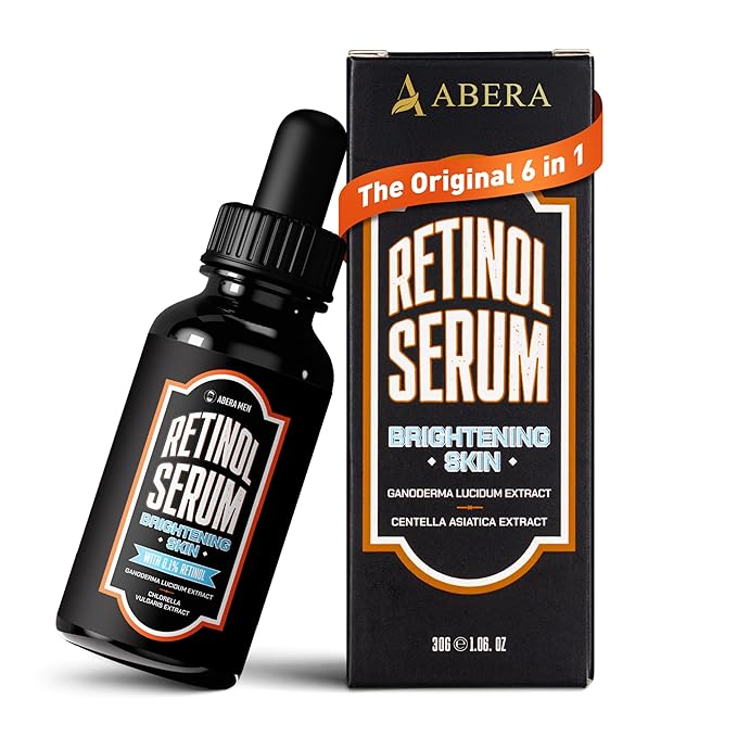 ABERA Men 6-in-1 Retinol Serum for Face, Melasma Treatment with Niacinamide & Hyaluronic Acid, Reduces Fine Lines, Wrinkles, Dark Spot Remover, Evens Tone with Aloe & Centella Asiatica, 1.06 Fl Oz