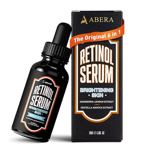 ABERA Men 6-in-1 Retinol Serum for Face, Melasma Treatment with Niacinamide & Hyaluronic Acid, Reduces Fine Lines, Wrinkles, Dark Spot Remover, Evens Tone with Aloe & Centella Asiatica, 1.06 Fl Oz