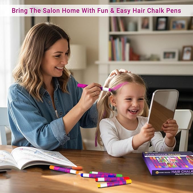Desire Deluxe - Girls Gifts Hair Chalk 10 Temporary Non-Toxic Easy Washable Hair Dye Colourful Pens