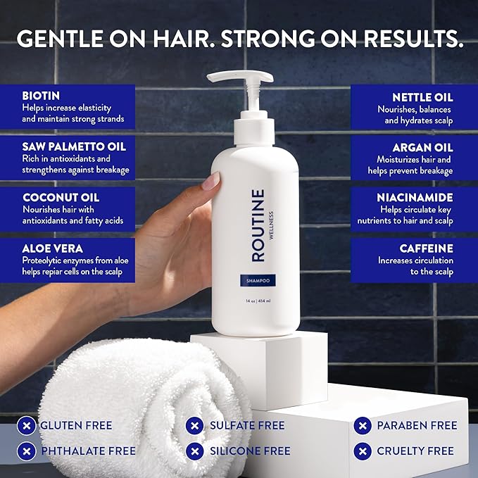 Routine Wellness Anti-Thinning Volumizing Shampoo for Thinning Hair & Hair Loss - Grow Your Confidence with Biotin & DHT Blockers - 14 oz Shampoo - Lilac & Winter Rose
