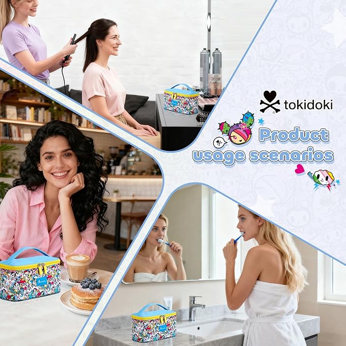 Tokidoki Official Licensed Travel Makeup Bags Toiletry Bags for Women Cosmetic Organizer Bag Large Capacity Travel Makeup Case Organizer