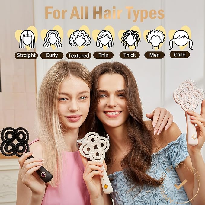 Simetra Detangler Hair Brush for Women and Men, Original Detangling Brush for Curly Hair/Fine &Thick/Wet & Dry Hair, Holiday Present Hairbrush - Natural Crystal Inlay & 14K Gold Plating