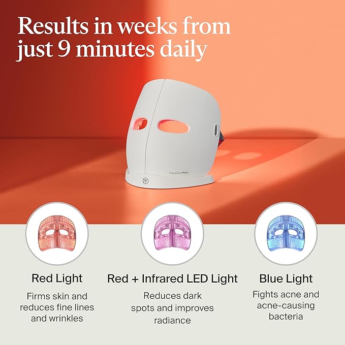 TheraFace Mask by Therabody - LED Light Therapy Skincare Face Mask with Vibrating Massage - Blue & Red Light Therapy and Facial Massager for Wrinkles, Skin Tightening & Dark Spots - FSA Eligible