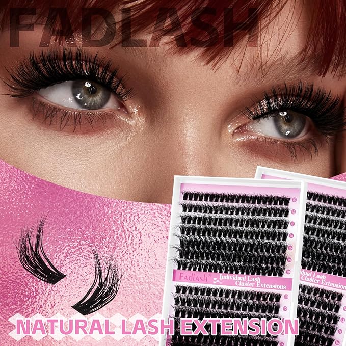 FADLASH Lash Clusters 60D+80D Eyelash Extensions 10-18mm Individual Cluster Lashes D Curl DIY Lash Extension Clusters 3D Effect Eyelash Clusters Volume (60D+80D-3D-Mix10-18)
