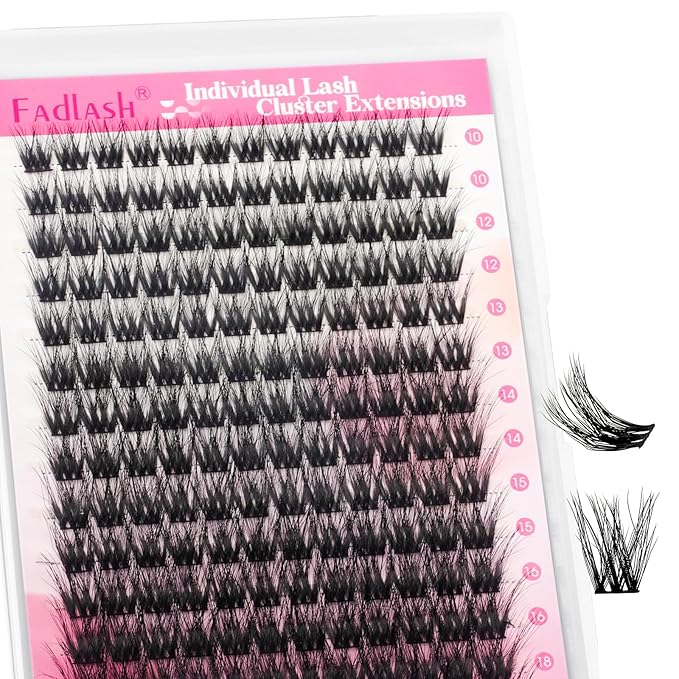 FADLASH Cluster Lashes Fluffy 10-18mm Lash Clusters Volume Lash Extension 168Pcs 3D DIY Lash Clusters D Curl Individual Lashes (R13-0.07-D,10-18mm)